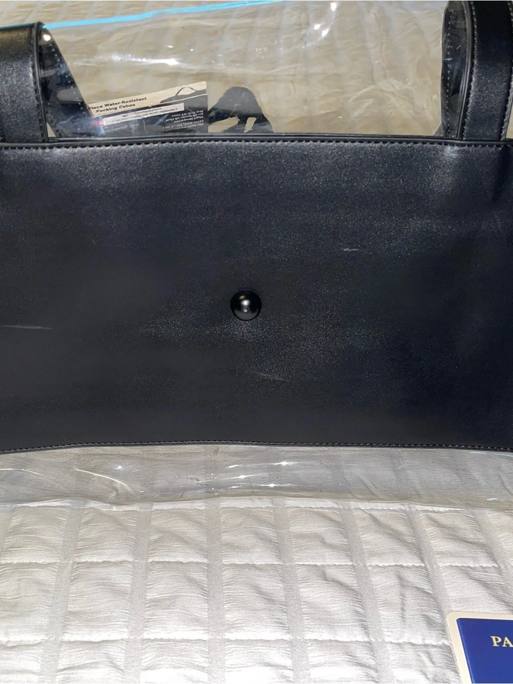 Max Studio Clear Tote with Vegan Leather Trim